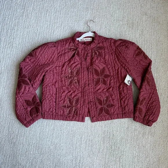 Free People- Quinn Quilted Jacket in Marsala Small - Picture 4 of 10